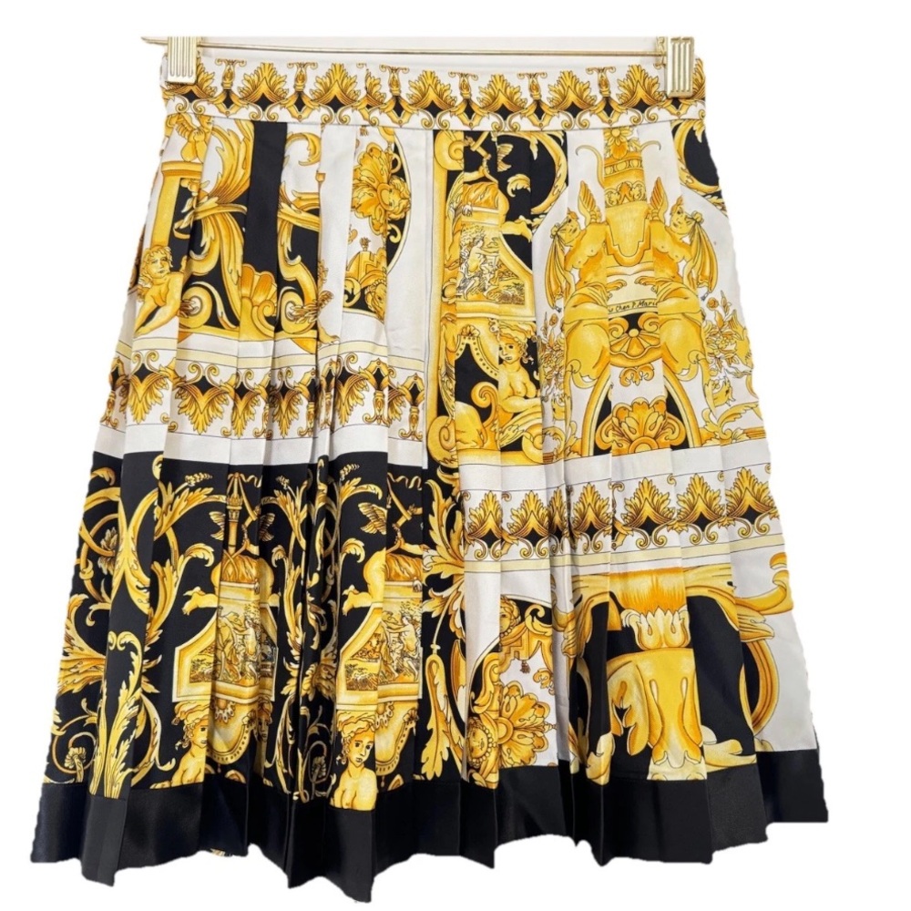 Versace Black and Gold Baroque Mini Skirt vintage circa 1992